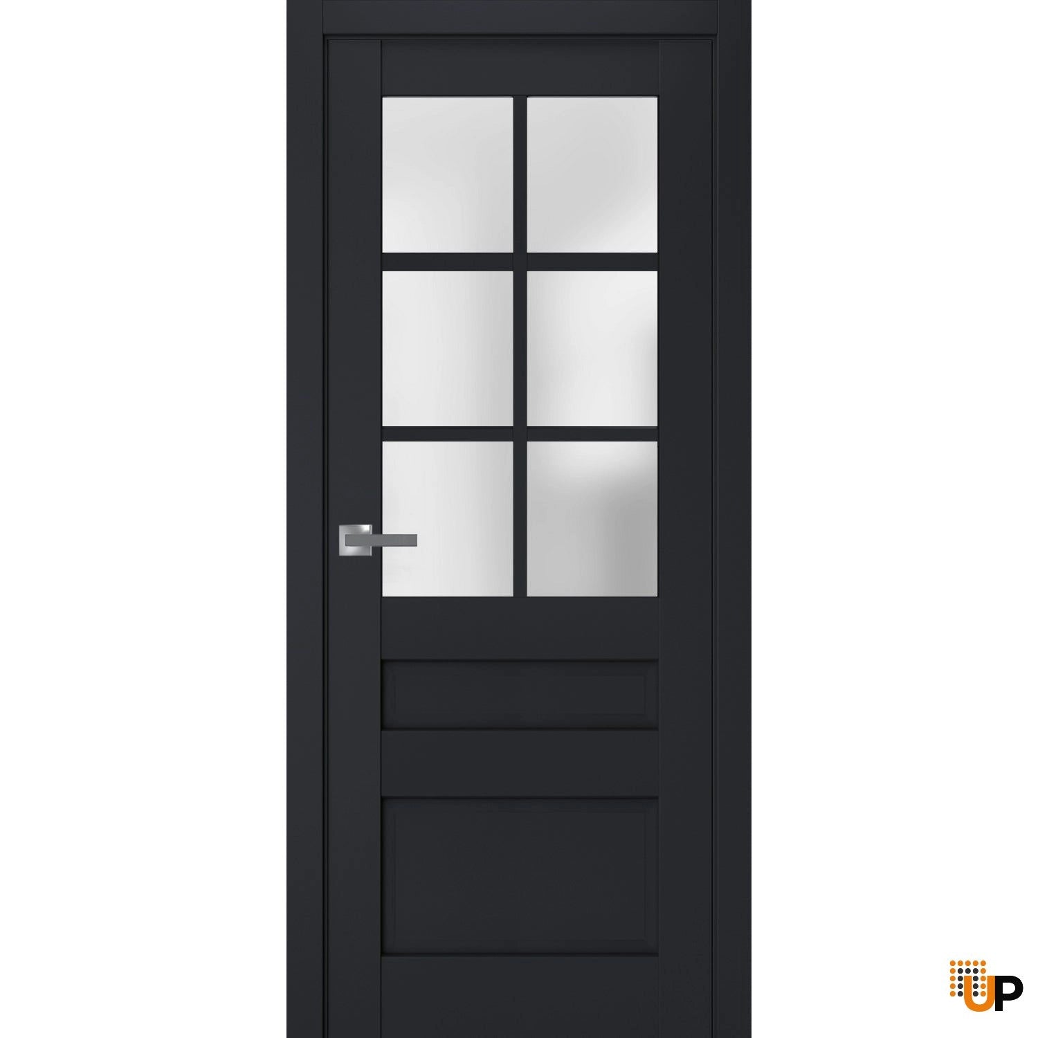 SARTODOORS Veregio 7339 Single Laminate Classic Interior Swing Door with Frosted Glass 18" x 80" Antracite