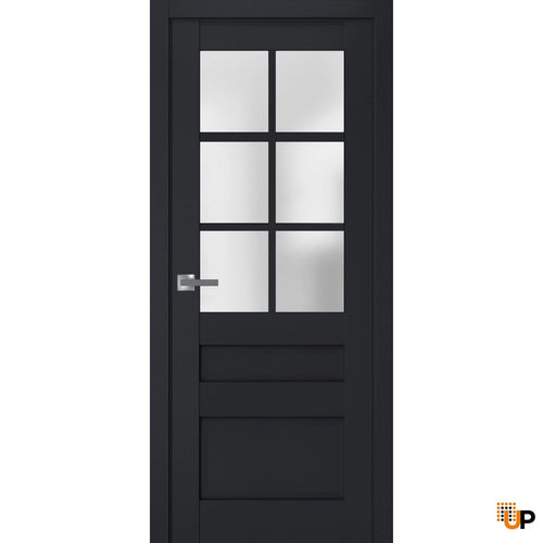 SARTODOORS Veregio 7339 Single Laminate Classic Interior Swing Door with Frosted Glass 18" x 80" Antracite