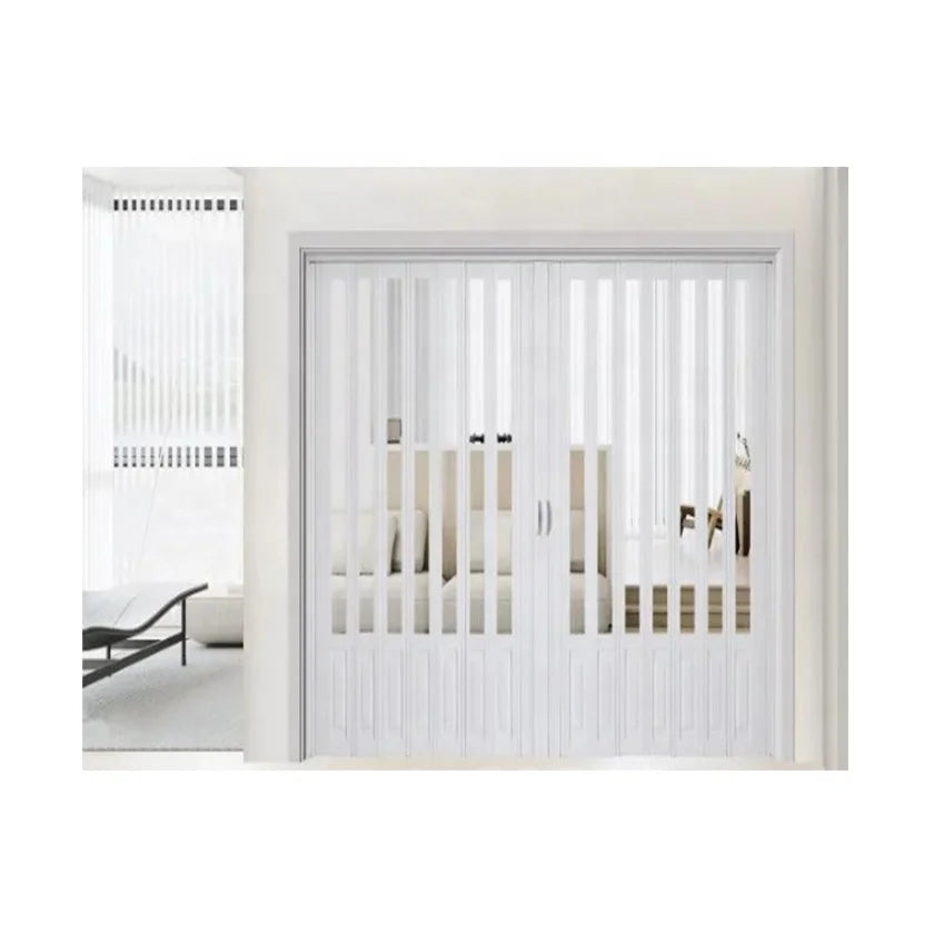 YAGIEOL PVC Plastic Accordion Interior Glass Door 6mm White